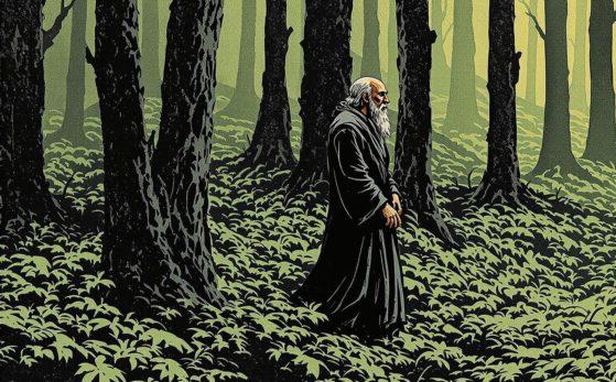 old holy man in the forest